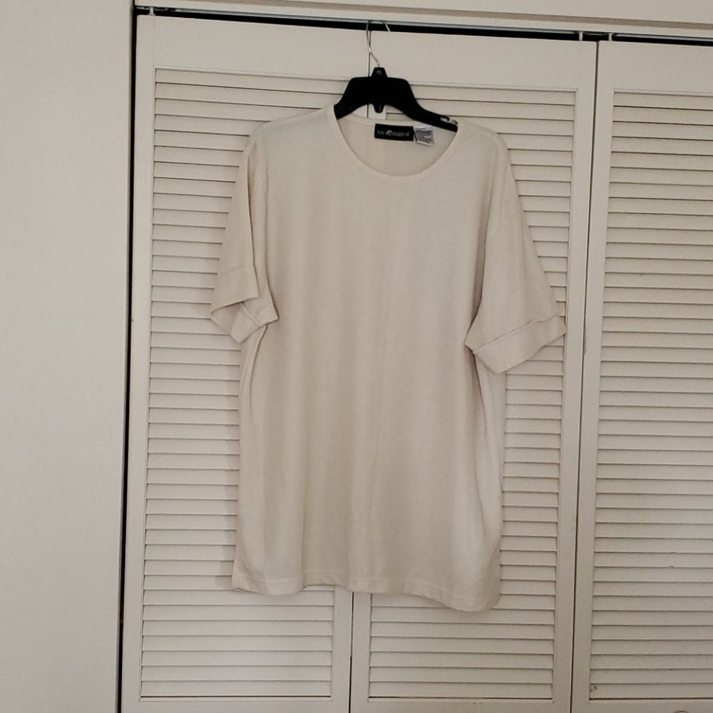 ❣️SAG HARBOR Mens XL creme waffle knit shirt top